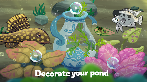 Official Pondlife screenshot showing decorated pond plants