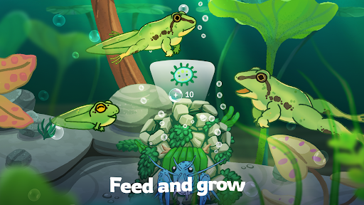 Official Pondlife screenshot showing creatures being fed and grown